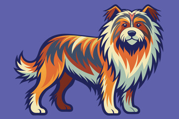 Estrela Mountain Dog flies kawaii bold lines clean shape white background E.eps