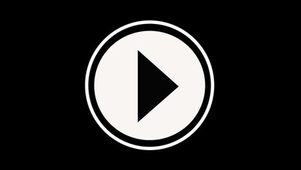 Music Play button icon animation. Video player icon triangle shape button icon animation on black background.