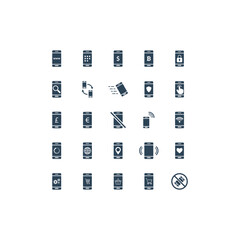 Smartphone icons set vector illustration template.