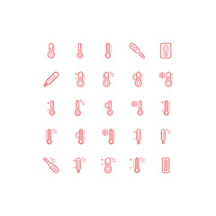 Thermometer icons set in trendy flat design.
