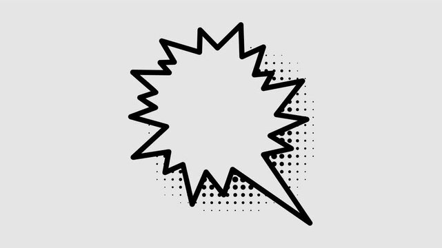 Comic speech bubbles with halftone shadows in pop art style graphic animation. Alpha channel. Transparent background motion design. 4K resolution