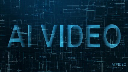 AI video text technology data line blue