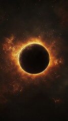 Obraz premium A high-resolution HDR image of a total solar eclipse, with a striking black background and simple design. Perfect for adding text.