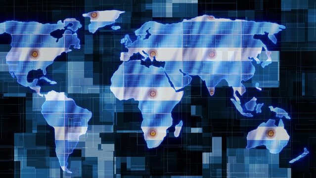 Argentina flag earth map technology news background - Powered by Adobe