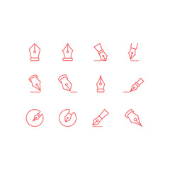Fountain Pen icons set logo symbol illustration