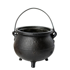 black cauldron for witches isolated on transparent background Generative Ai.