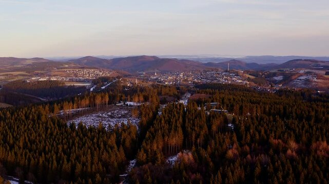 winterberg in the sauerland landscape from above 4k 25fps video