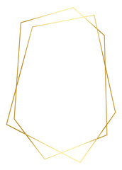 Hexagonal gold frame png geometric shape, transparent background