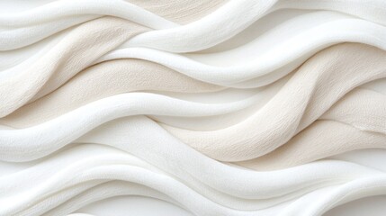 Obraz premium Elegant Cream White Fabric Waves Texture Background