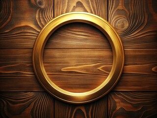 Elegant Gold Circle Frame Mockup on Rustic Wooden Background - Perfect for Branding & Design