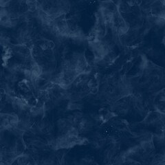 Blue background with light smoke texture. Watercolor digital illustration. Mottled blue background, with marble texture, with light curls of gray smoke.