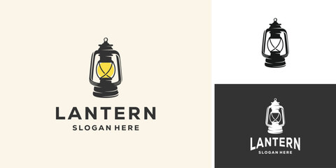 Classic Old Oil Lamp Lantern, 
illustration vector graphic of lantern logo design.