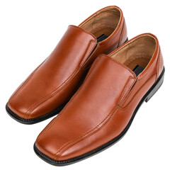 Png leather slip-on mockup brown men's shoes fashion