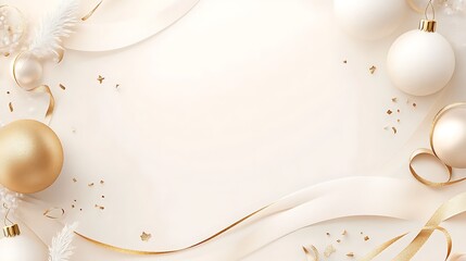Elegant Christmas Background with Gold and White Ornaments
