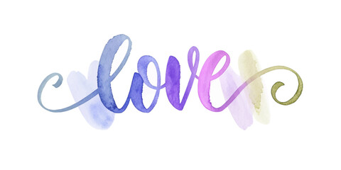 Watercolor love illustration, vibrant pastel colors, artistic design, romantic theme, decorative wall art.