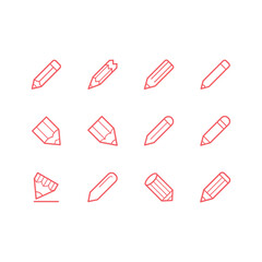 Pencil flat icons set, logo of school.
