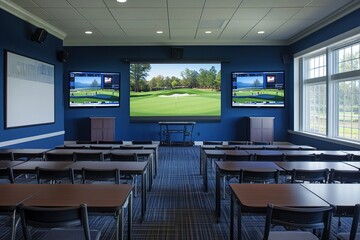 Modern Golf Training Facility: Interactive Learning Space