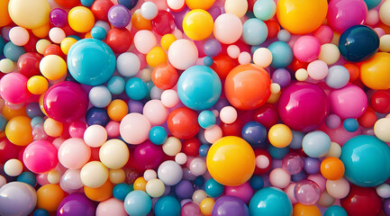 Obraz premium Vibrant and Colorful Decorative Balls in a Playful Arrangement for Creative Backgrounds