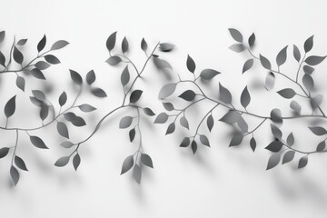 Obraz premium Stylish silver leaves creating a modern wall decor in a minimalist interior setting