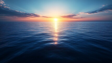 Obraz premium Serene Sunset Over Calm Ocean Waves