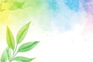Colorful Gradient Background with Green Leaves for Natural and Eco Themes
