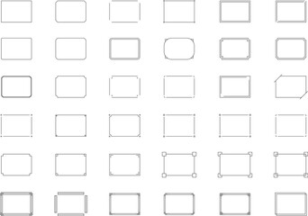 Monochrome simple line frame set vector.