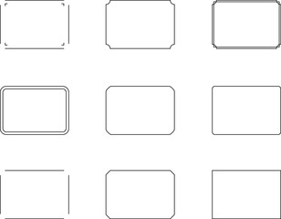 Monochrome simple line frame set vector.
