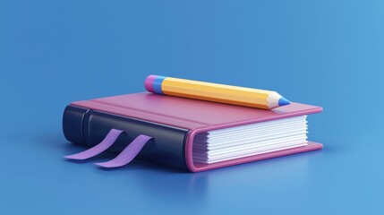 Colorful Notebook and Pencil Education Supplies Back to School Concept Study Resources Learning