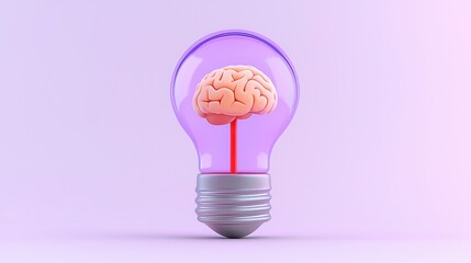 Creative Brainpower Human Brain Inside a Light Bulb Innovative Idea Concept