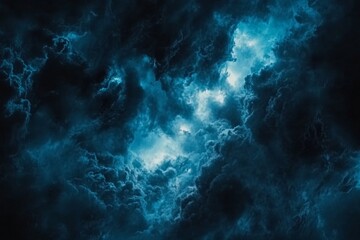 Dark and stormy sky filled with dramatic clouds and flashes of light in a powerful natural display