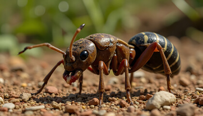 Ants on Ground Close-Up