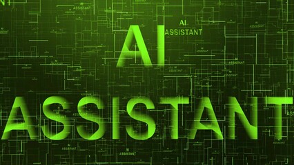 AI assistant text technology data line green color
