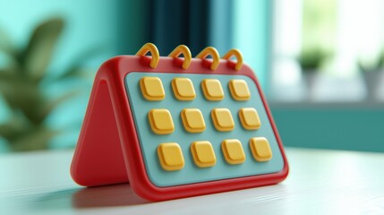 Colorful Cartoon Style Desk Calendar Monthly Planner Appointment Scheduling App Icon
