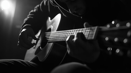 Obraz premium Person playing guitar, musician, guitarist 