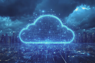 Obraz premium The cloud technology concept is a global network of global business trends.