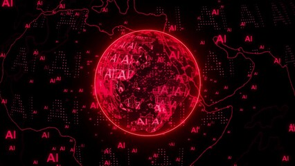 AI glowing red globe earth