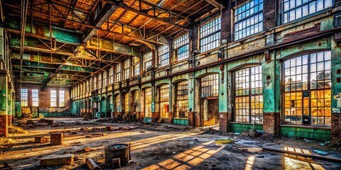 Fototapeta premium Abandoned Indianapolis Factory Interior - Urban Exploration Photography