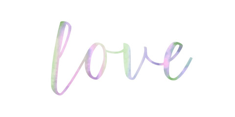 Soft watercolor lettering, pastel colors, romantic theme, artistic design, love expression, modern typography.