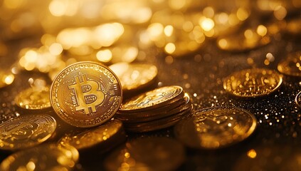 Golden Bitcoin Cryptocurrency Wealth and Investment