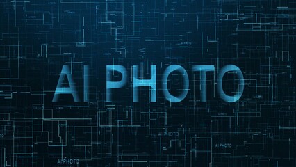 AI photo text technology data line blue color