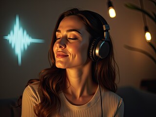 woman with headphones generative ai