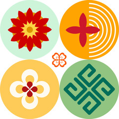 Bright cartoon composition of isolated objects (illustrations) on the theme of the Chinese New Year in Asian style. Flat (PNG) digital illustration for advertising, branding