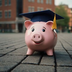 piggy bank in a graduation cap