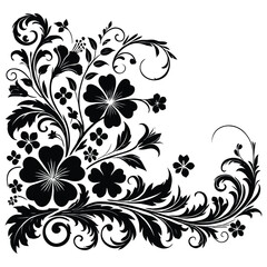 A Delicate Floral Corner Silhouette Design