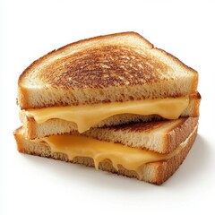 A mouthwatering grilled cheese sandwich perfectly toasted showcasing melted cheese golden-brown crust isolated on white background