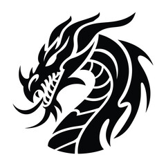 Obraz premium Dragon silhouette, dragon logo design, vector with white background