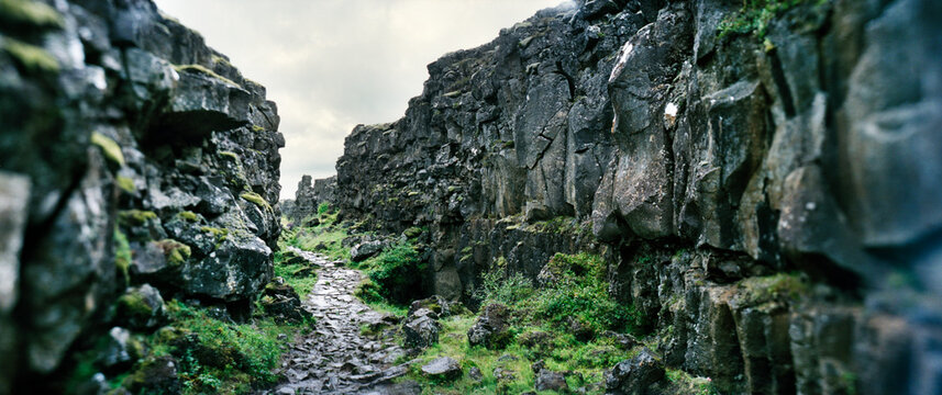 Panoramic view of Rift Valley, Thingvellir national park, Golden circle, Iceland, Scandinavia, Europe..