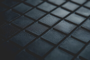 Minimal blue and black background with a grid pattern for design. Banner template.