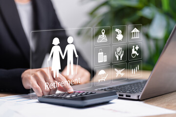 Planning retirement and using the retirement benefits concept, Businesswomen Calculate your...