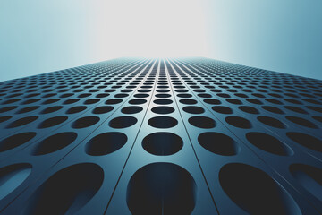 Fototapeta premium Minimal blue and black background with a grid pattern for design. Banner template.